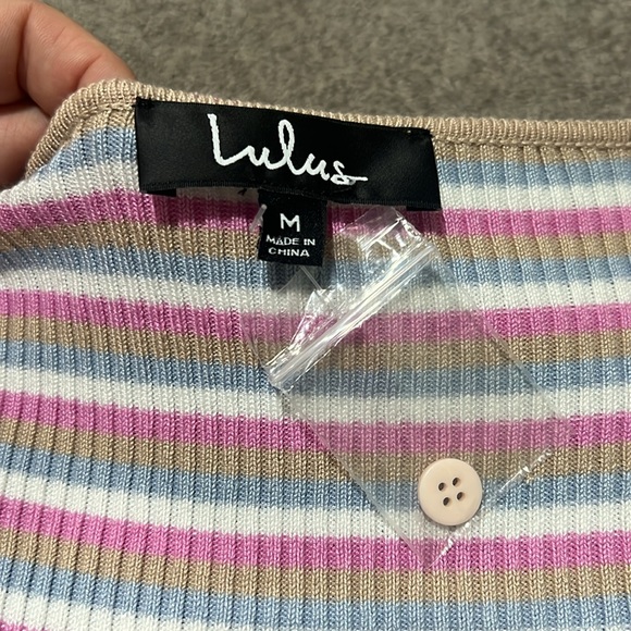 NWT Lulu's Supremely Sara Taupe Multi Striped Sweater Wrap Dress Medium - Picture 7 of 8